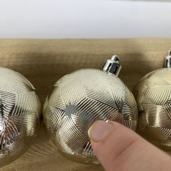 Christmas Ball Ornament Silver Textured Pattern Contemporary Matrix Space Set 10 - Picture 3 of 4